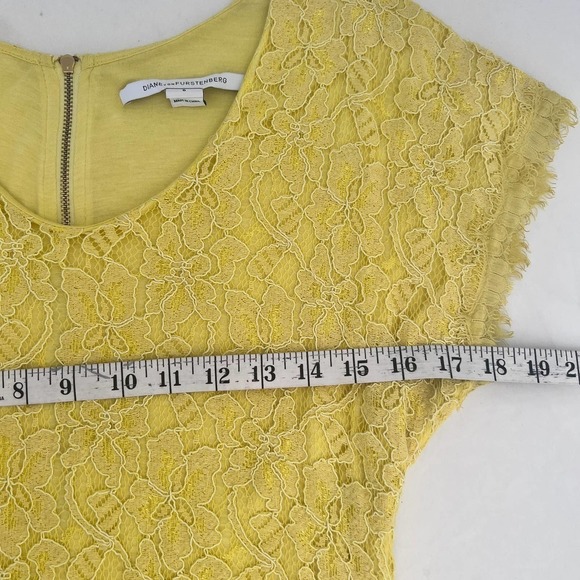 Diane Von Furstenberg Wanda Mini Yellow Lace Dress Size 6 - Picture 10 of 12